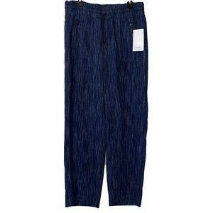 NWT Athleta Women's Cabo Linen Textured Wide Leg Pant Size 12 Blue